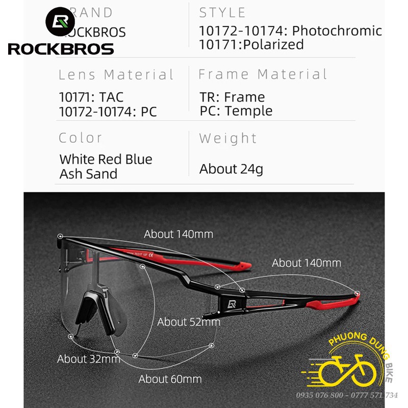 Kính mát xe đạp thể thao 1 mặt ROCKBROS - Kiểu 02