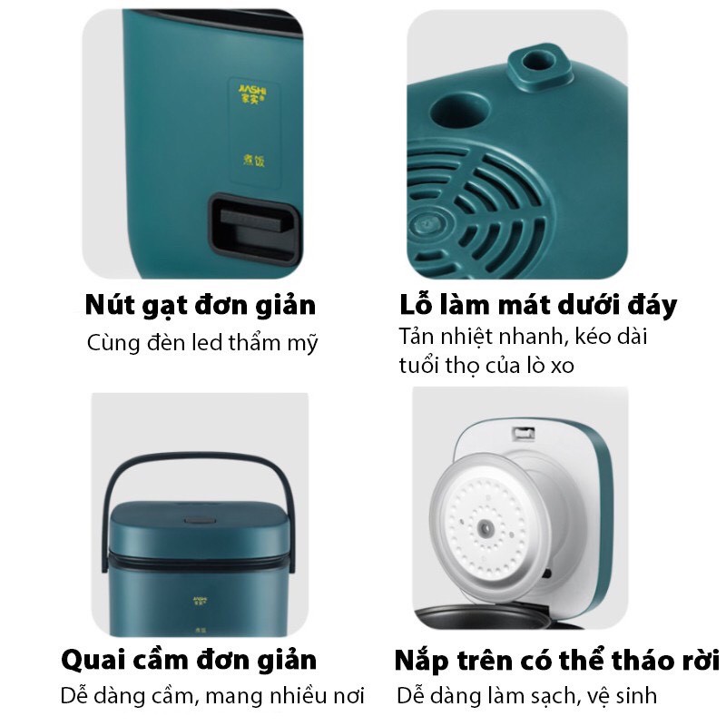 (HOẢ TỐC)Nồi Cơm Điện Mini Đa Năng JIASHi 1.2L (Nấu cơm, nấu cháo, hầm , hấp)