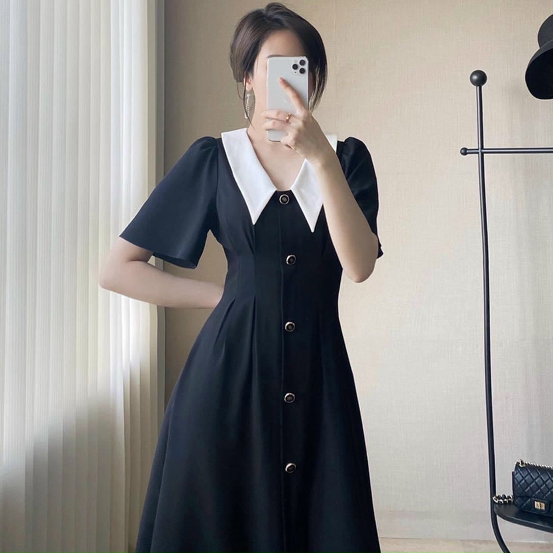 Đầm cổ trắng 3 màu