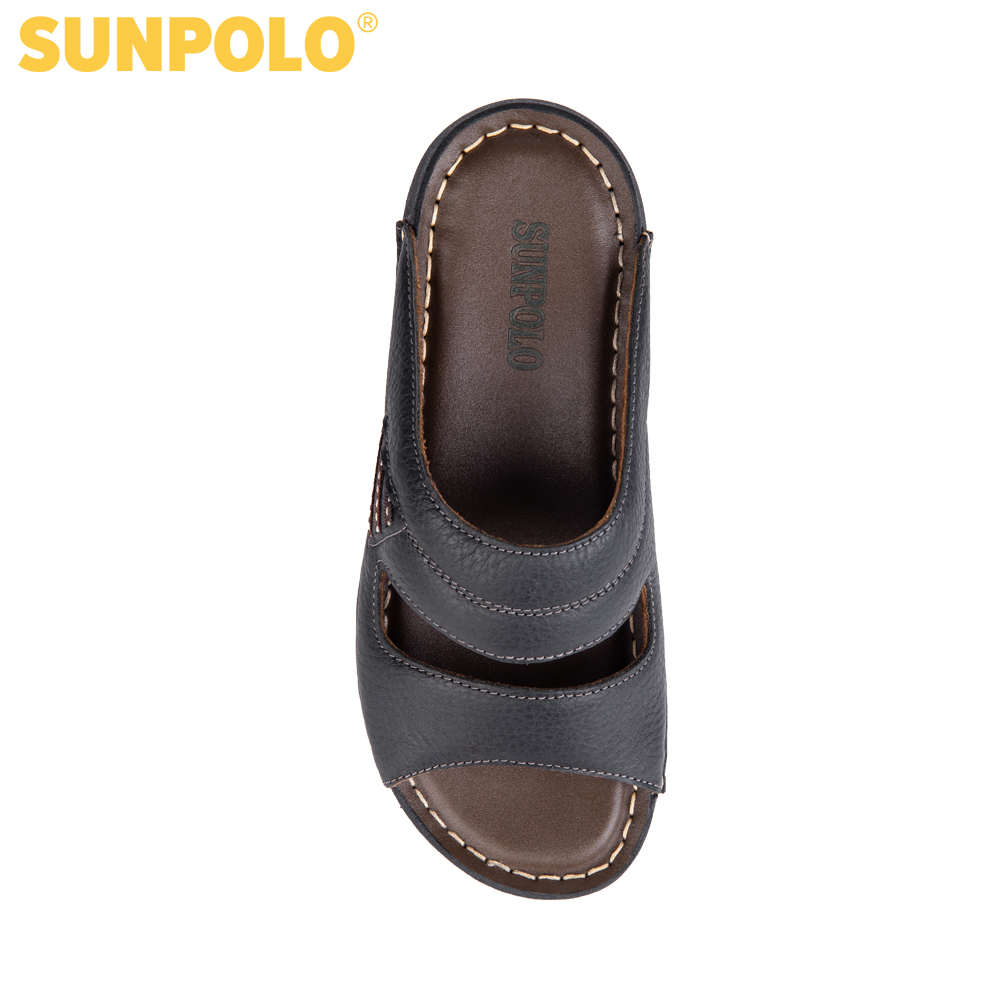 Dép nam da bò SUNPOLO DQN024 (Đen, Nâu)