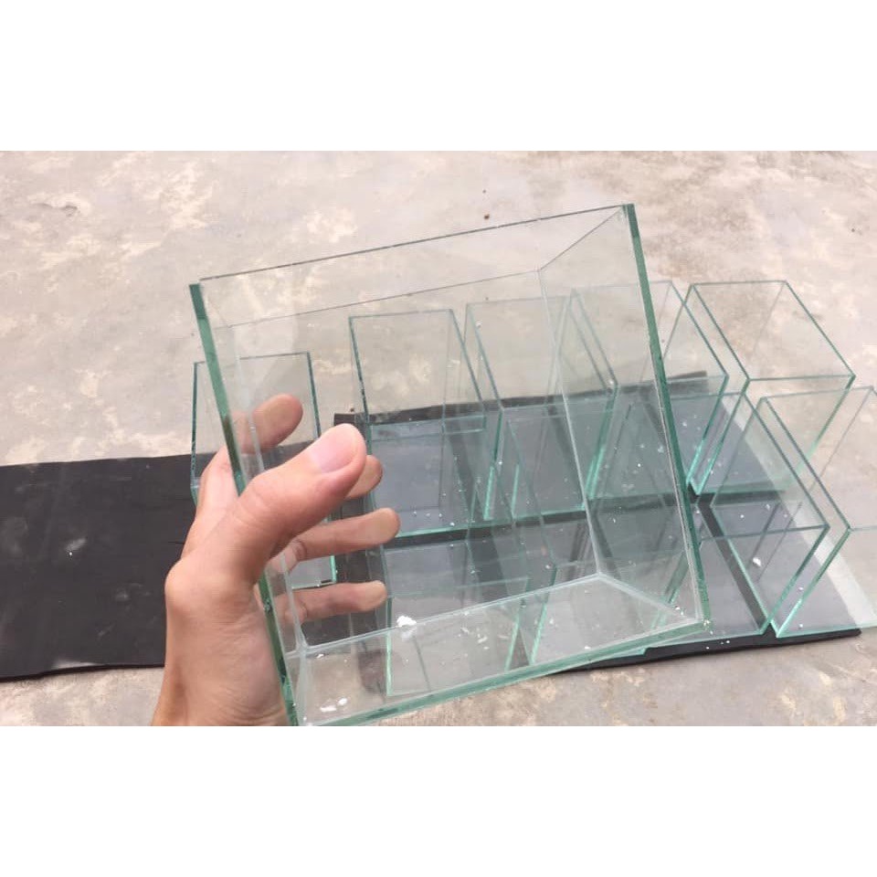Bể cá mini hồ cá betta hồ cá vuông để bàn hv 18x12x15 - bể cá mini để bàn thủy tinh.