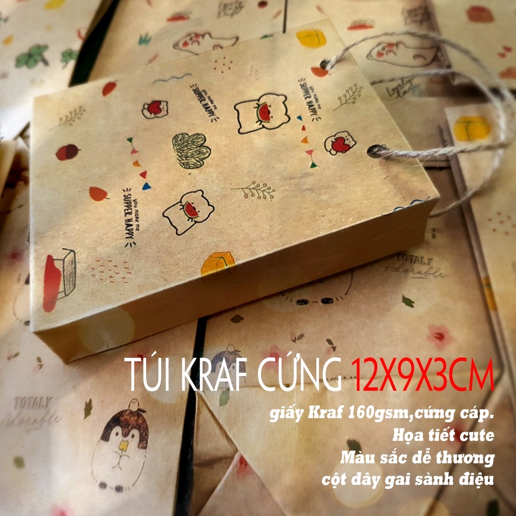 ㍿☏  50 túi giấy mini Kraft Classic 9x12x3cm