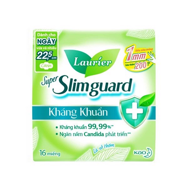 [HCM]BVS Laurier Super Slimguard Kháng khuẩn 22.5cm 16 miếng