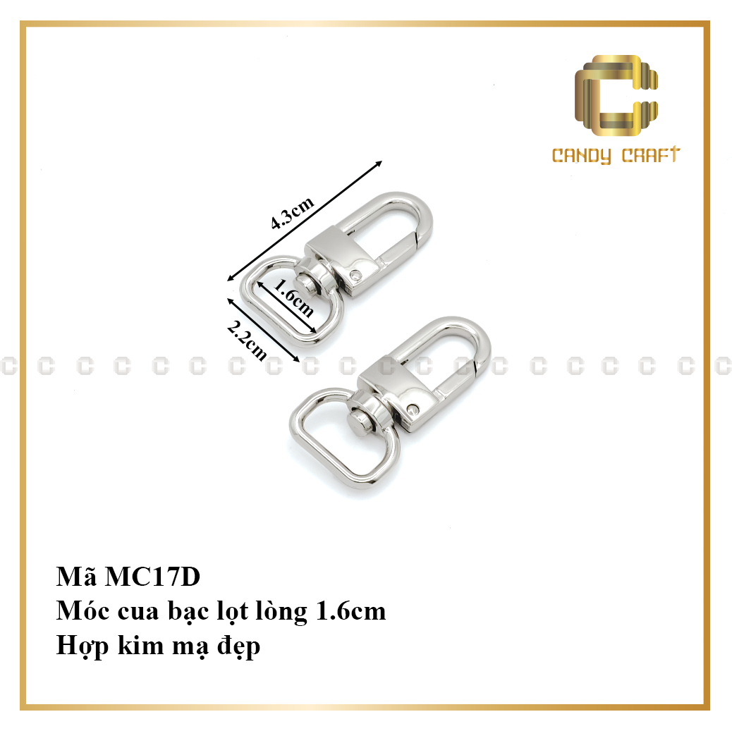 Móc cua màu bạc - phụ kiện làm túi xách
