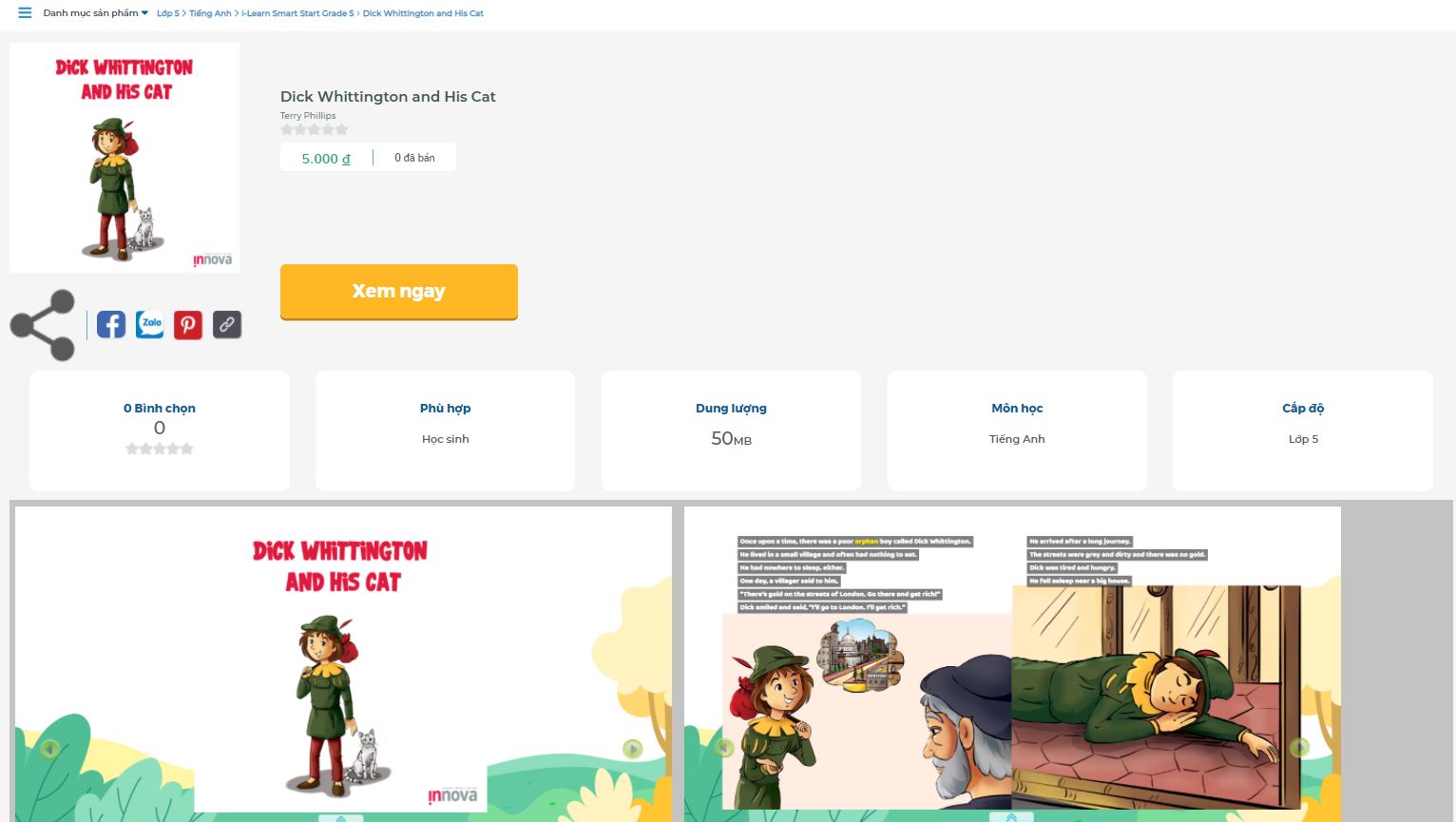 [E-BOOK] i-Learn Smart Start Grade 5 Truyện đọc - Dick Whittington and His Cat