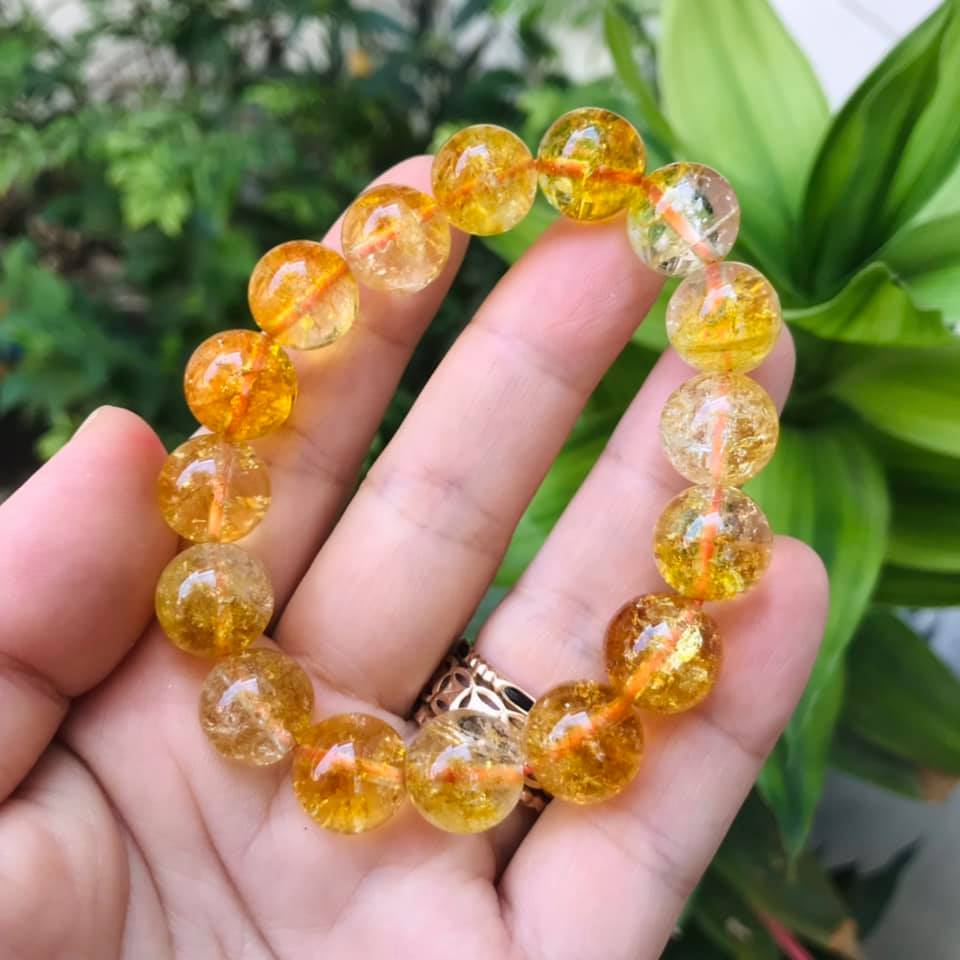 VÒNG TAY THẠCH ANH ƯU LINH VÀNG 12LY