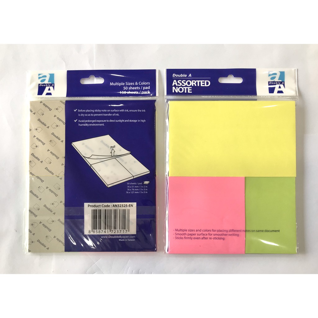 Giấy note xấp 3 size 3 màu Double A