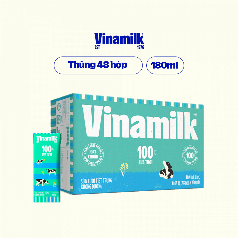[Date 7.2025] Thùng 48 hộp sữa tươi Vinamilk 180ml
