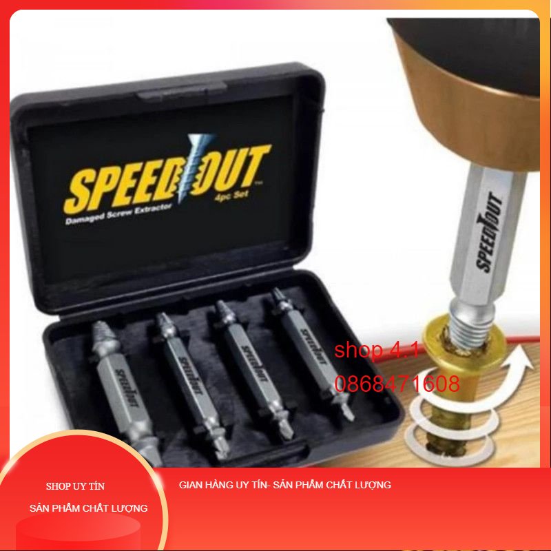 Bộ 4 mũi khoan ốc vít đa năng speed out chuyên mở vít gãy ,tuông đầu,rỉ sét