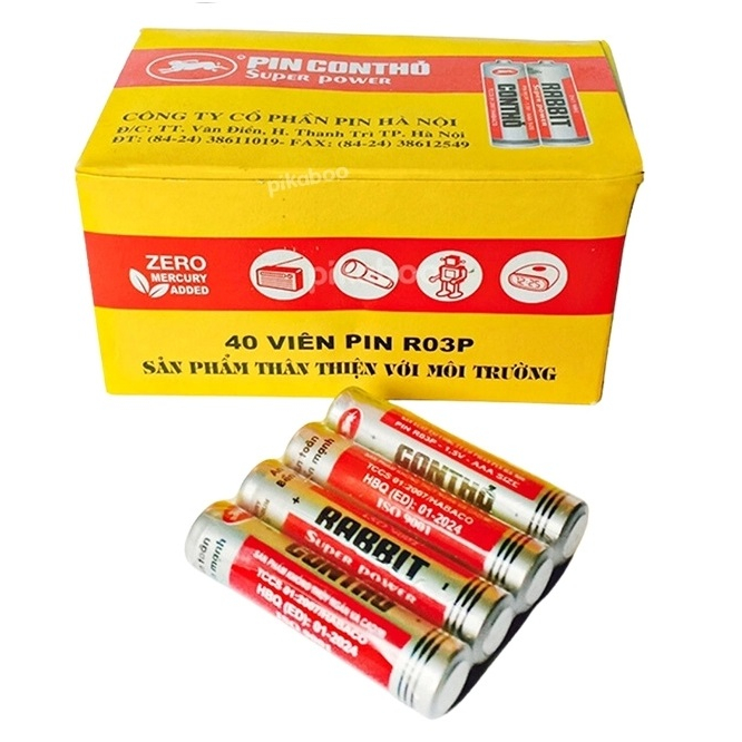 HỘP 40 VIÊN PIN CON THỎ 3A NHỎ AAA