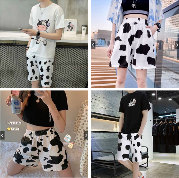 Quần short thời trang unisex Nam Nữ bò sữa siêu hot