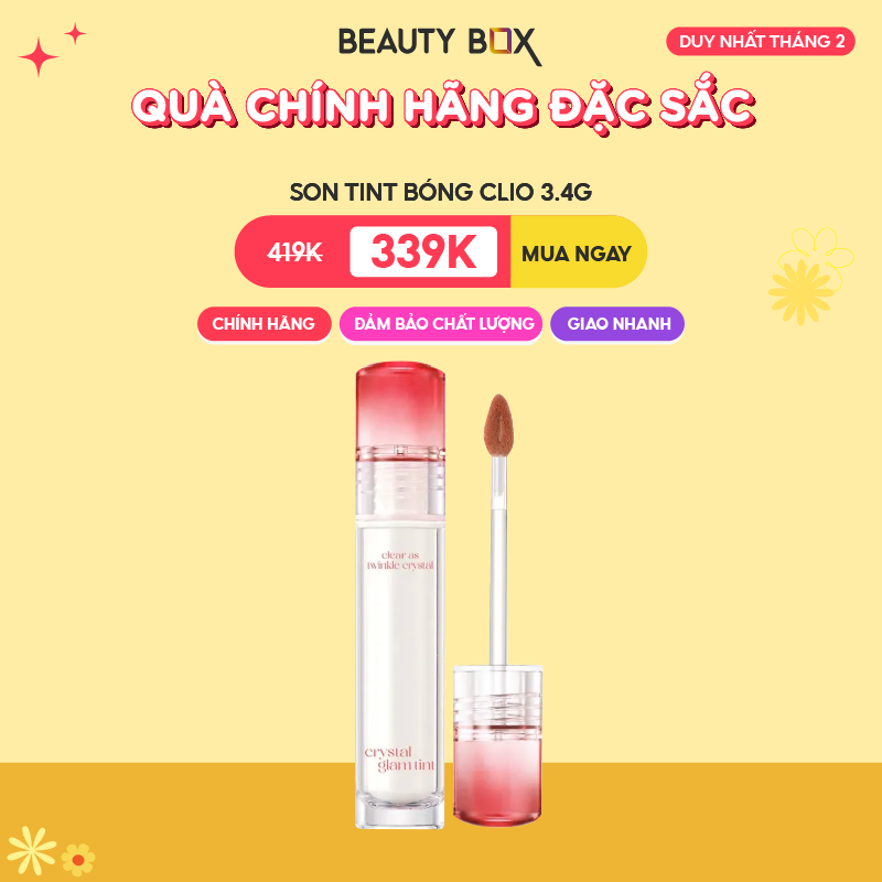 [Săn Sale] Son Tint Bóng Clio Crystal Glam Tint 3.4g