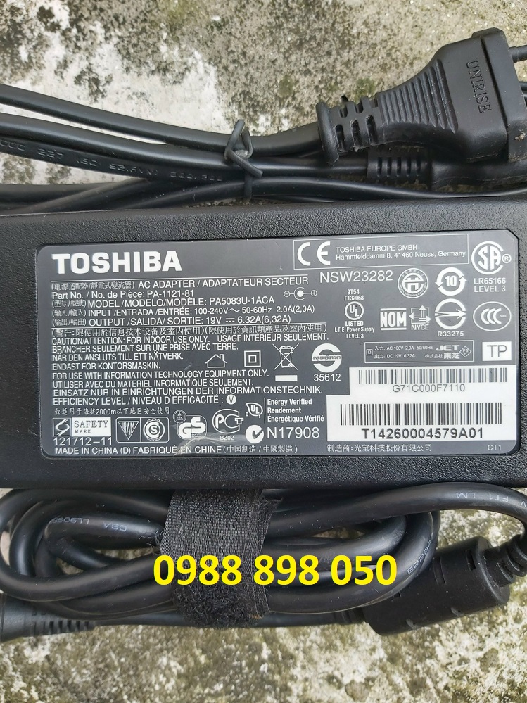 Sạc laptop toshiba 19v 6.32a 120w zin theo máy