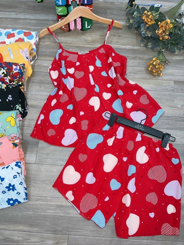 [Sale FreeShip] Set Đồ Bộ Áo 2 Dây Quần Đùi Lụa Hàn Freesize Dưới 57kg