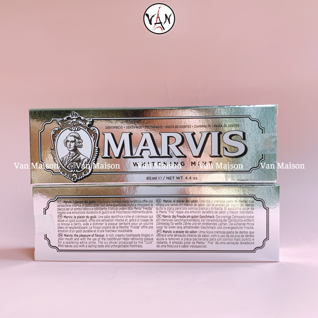 Kem đánh răng marvis màu bạc làm trắng răng whitening mint toothpaste 85ml