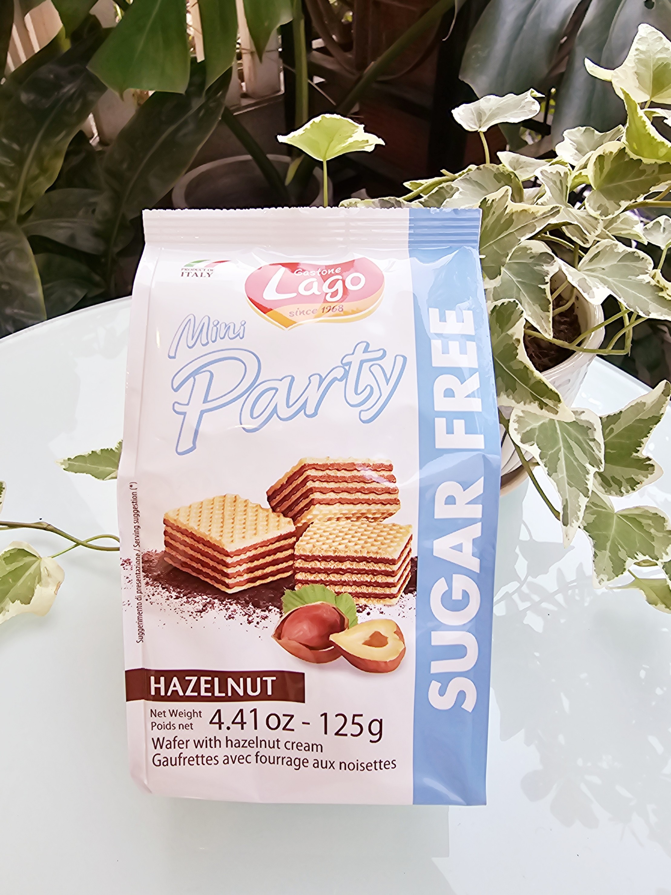 Bánh xốp kem vị hạt phỉ không đường Gastone Lago Mini Party Hazelnut Sugar Free 125g – Sản xuất tại Ý