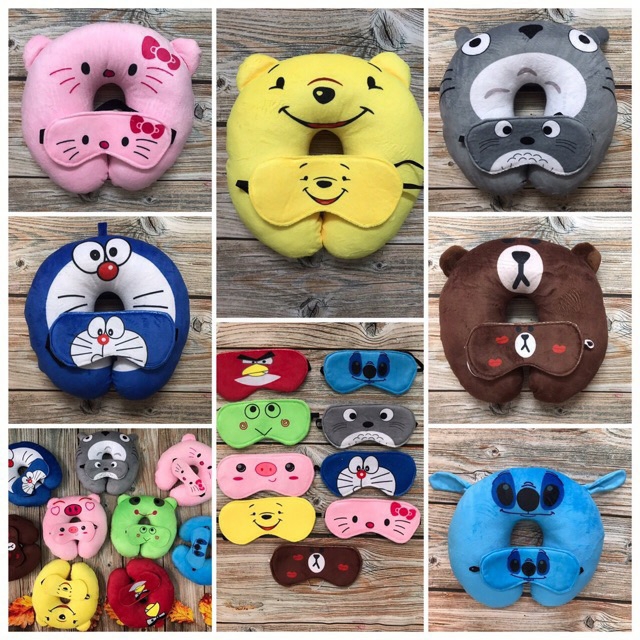 Gối kê cổ GẤU POOH + bịt mắt siêu cute dễ thương