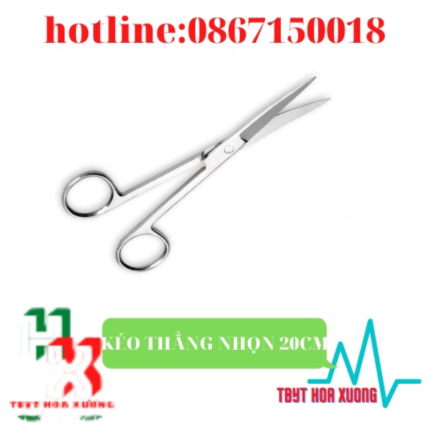 Kéo Y Tế Thẳng Nhọn 20cm - Kéo Cắt Chỉ