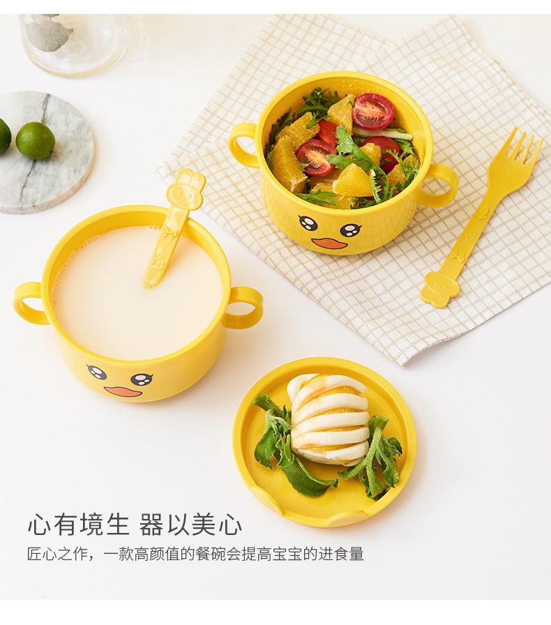 Bộ Khay Ăn Dặm Cho Bé Lúa Mạch Cao Cấp Hình Con Gà (6 món)