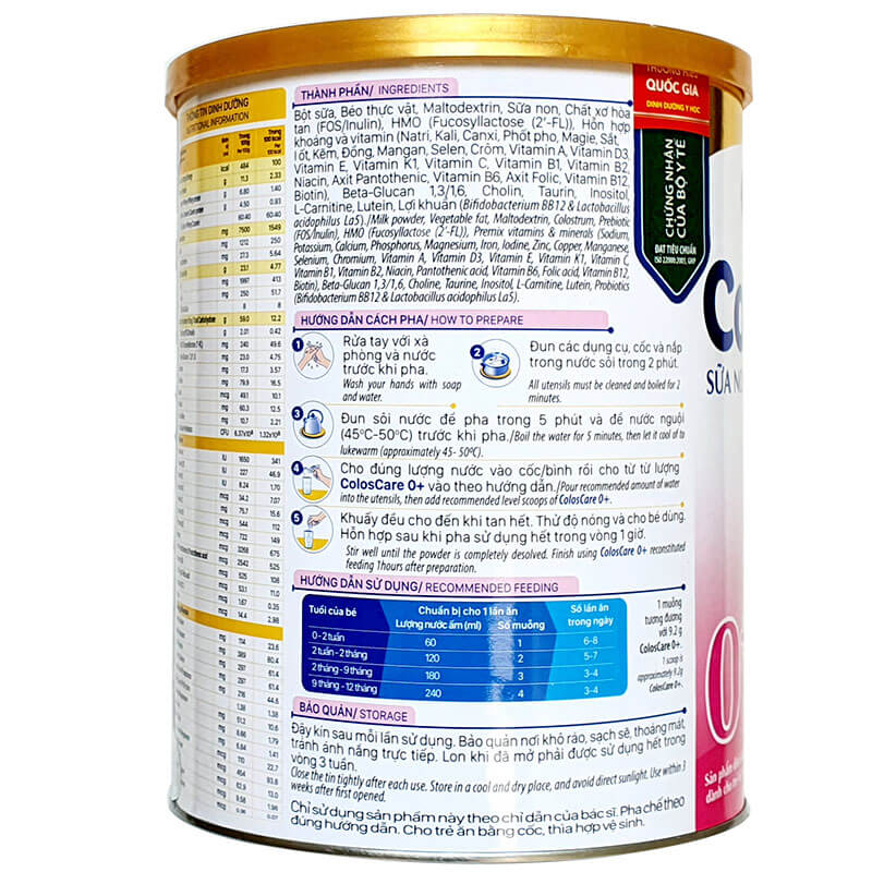 Sữa bột Nutricare ColosCare 0+ 800g