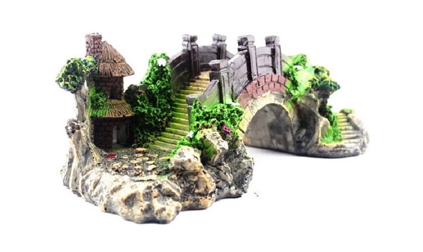 Cầu Giả Mini Decor Bể Cá- Tiểu Cảnh Cầu và Chòi Mini Phong Cảnh Hồ Cá