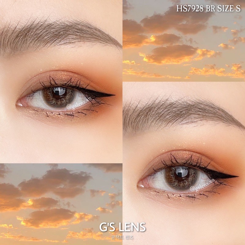 Lens mắt kính áp tròng nâu tây hs7928 brown vân xoáy siêu tây giãn ít size s có 0-6 độ cận g's lens