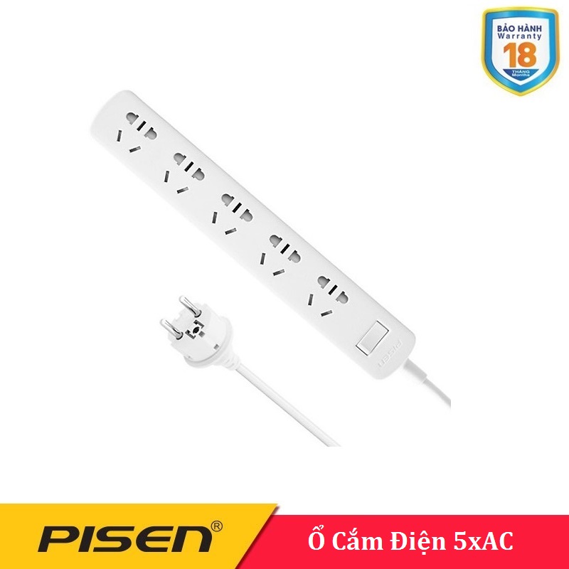 Ổ cắm điện Pisen 005-EP (5x AC , 5 Ổ điện ) - BH 18 Tháng