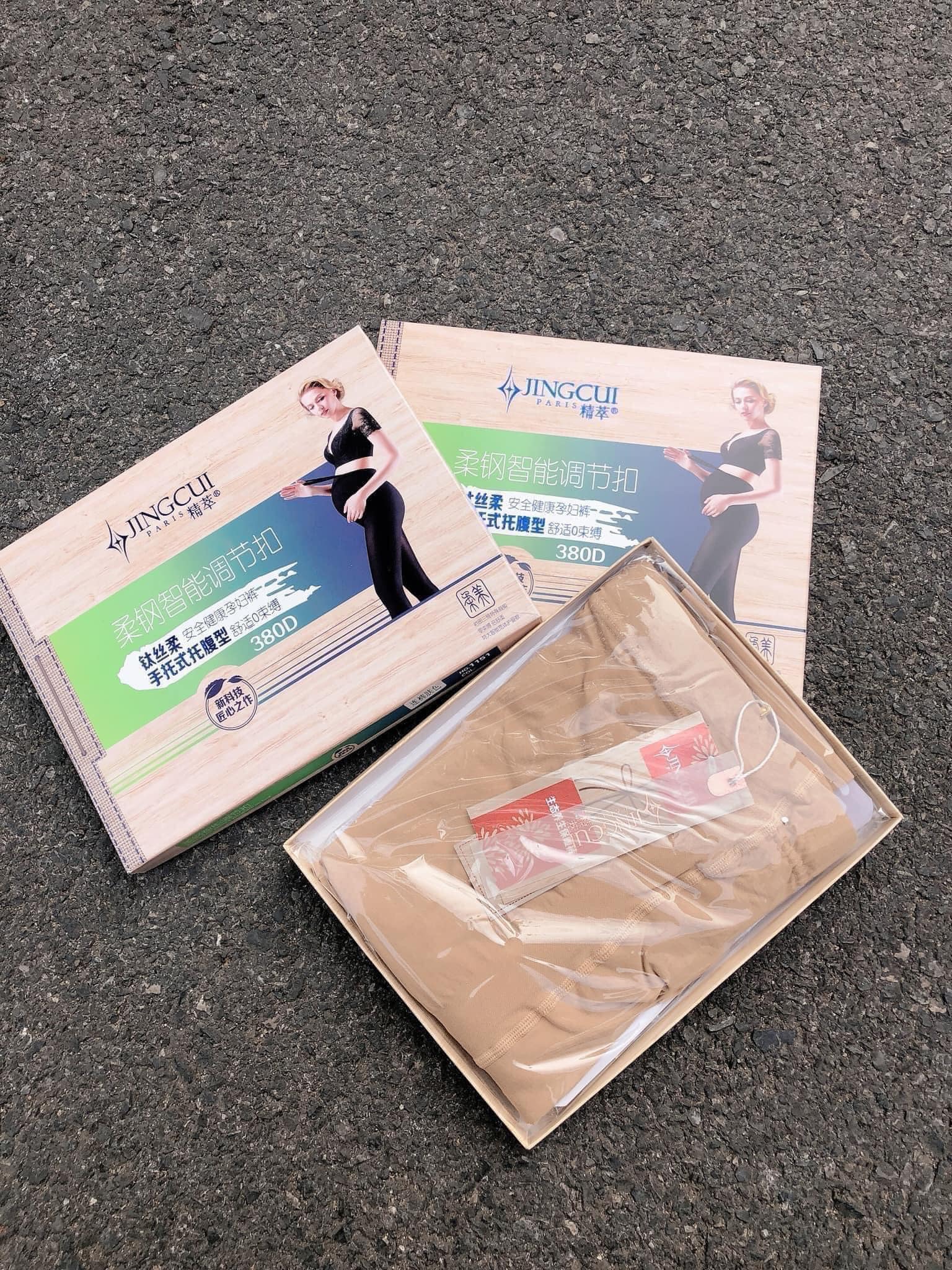 Quần tất bầu Jingcui có chun điều chỉnh bụng tiện lợi, siêu dai, mềm mịn, không xù, thật chân