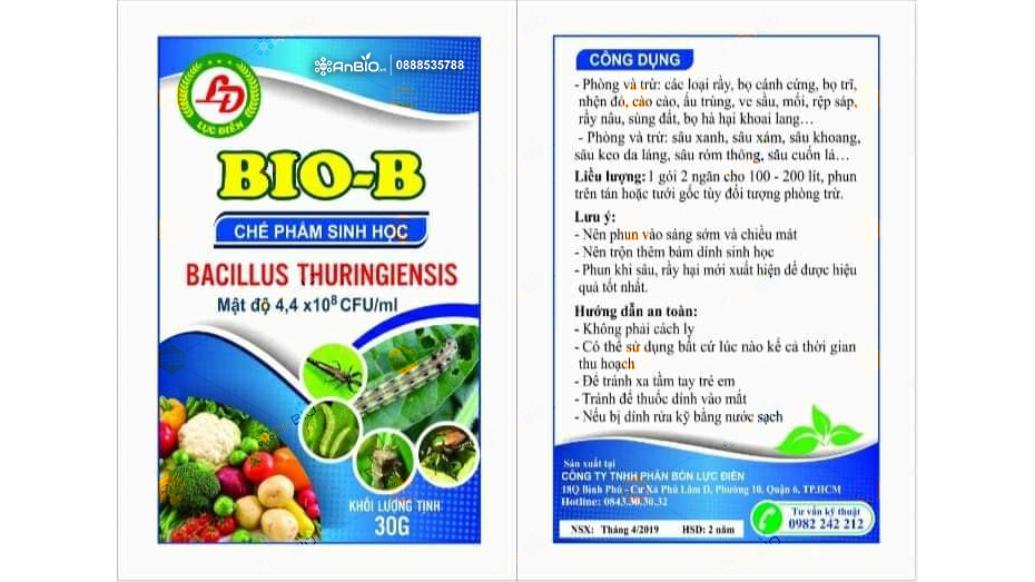 CHẾ PHẨM SINH HỌC BIO-B | BACILLUS THURINGIENSIS  - Gói 30g