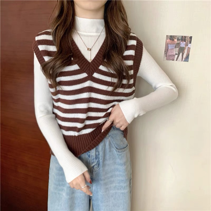 Áo gile len nữ cổ tim dễ mix đồ P451