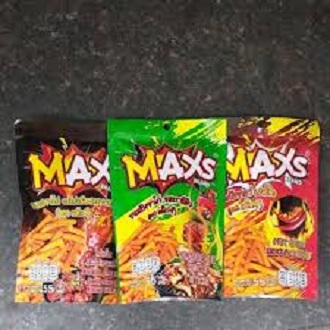 Bim bim MAXs - Bim bim que Thái Lan - gói 55g (vị ớt Thái Lan, vị sốt Gà Hàn Quốc, vị sốt thịt nướng BBQ)