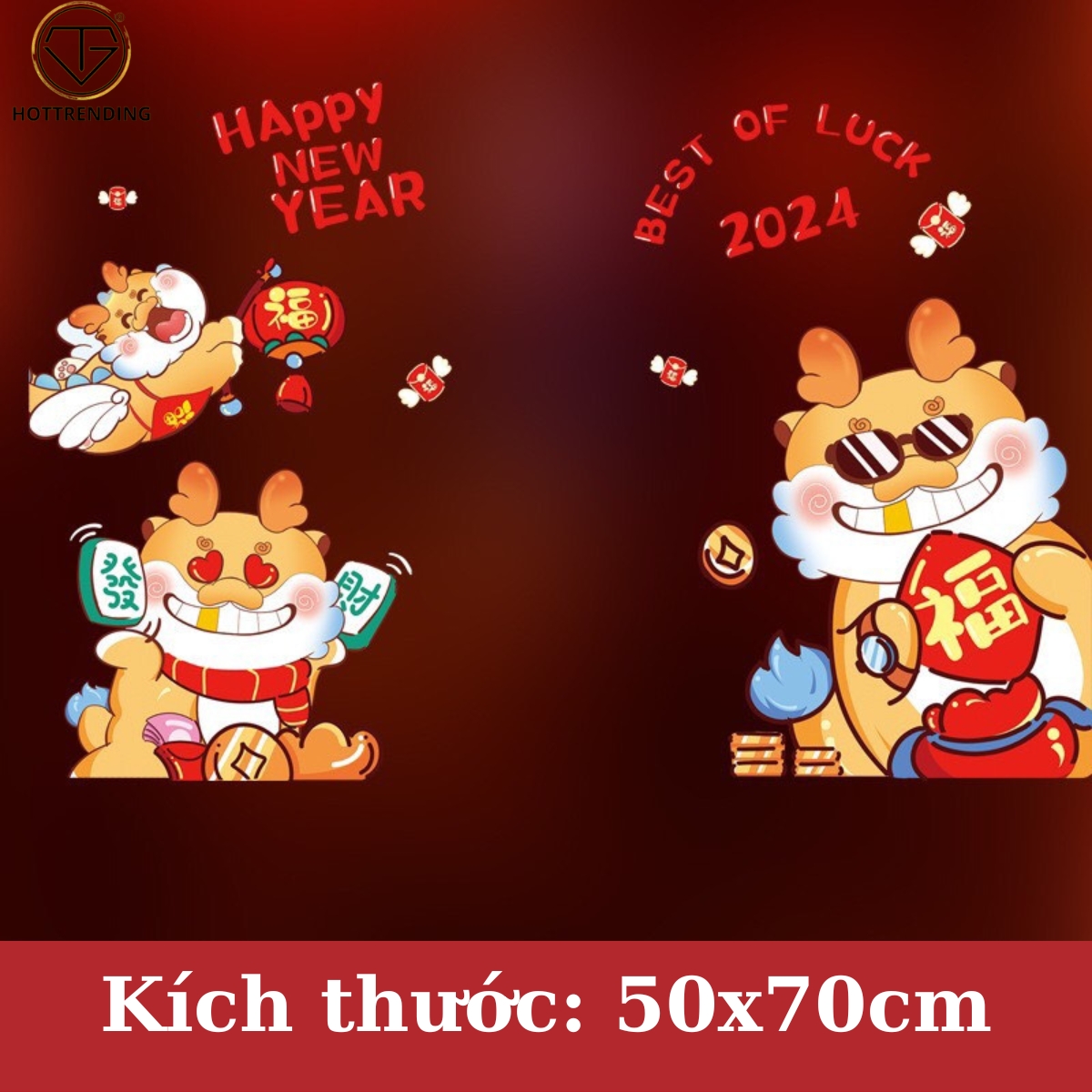 Decal tranh dán cửa kính, dán tường nhiều mẫu mới trang tết siêu đẹp