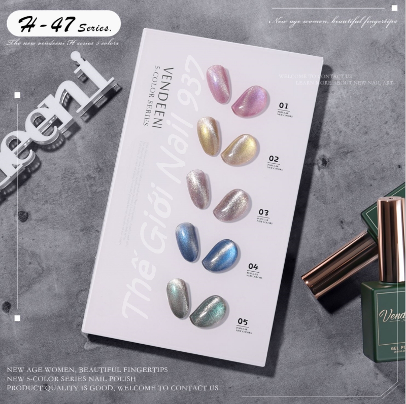 [Chính hãng] Set Sơn gel mắt mèo kim cương Vendeeni ( 5chai ) | Tặng kèm bảng màu | Thế giới nail 937