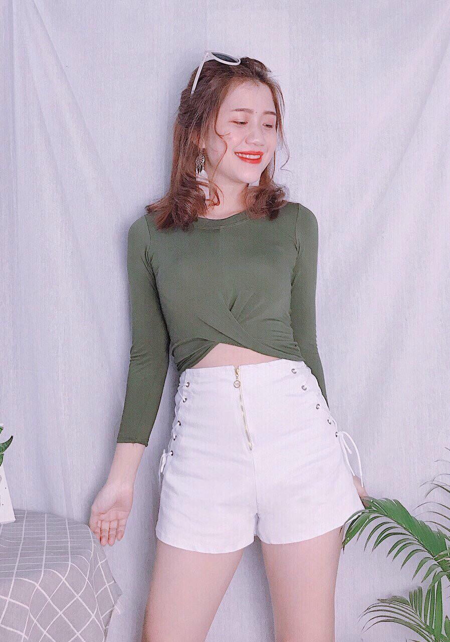 Quần xỏ dây 2 bên,quần short kaki nữ,ly store