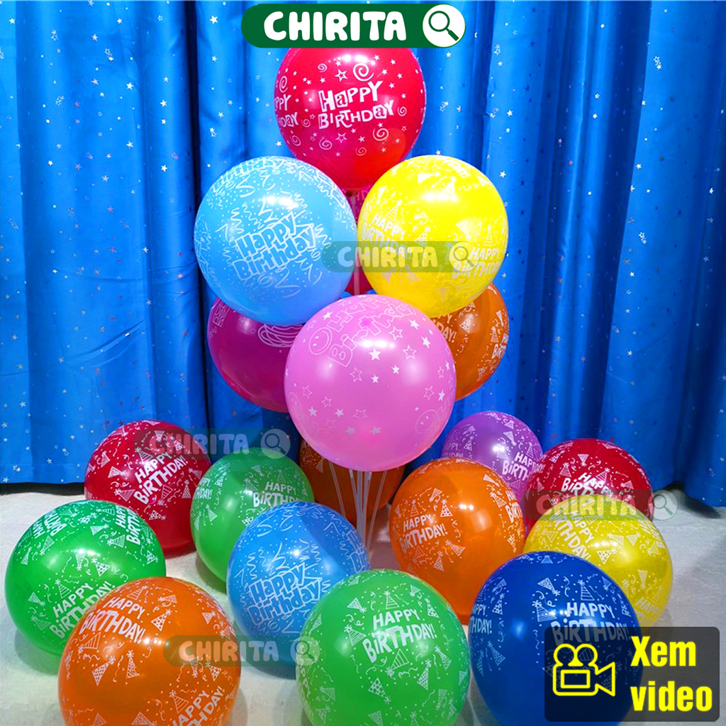 Set 50 bubble decorative enough color printing letters Happy birth day (10 inch) -birthday balloons, Mylar balloon birthday decoration, birthday balloons Chirita