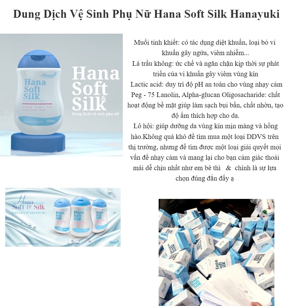 [Hoàn Tiền 10%] [HCM]DUNG DỊCH VỆ SINH PHỤ NỮ HANA SOFT SILK