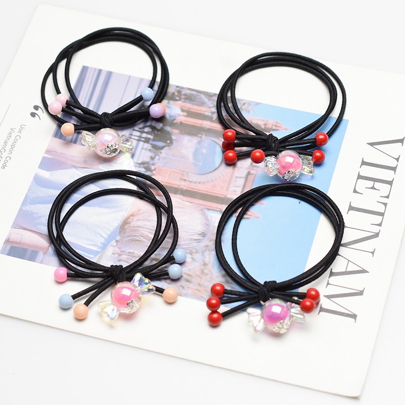 Set 20 Dây Cột Tóc Hàn Quốc Nơ Có Hạt - Màu Ngẫu Nhiên