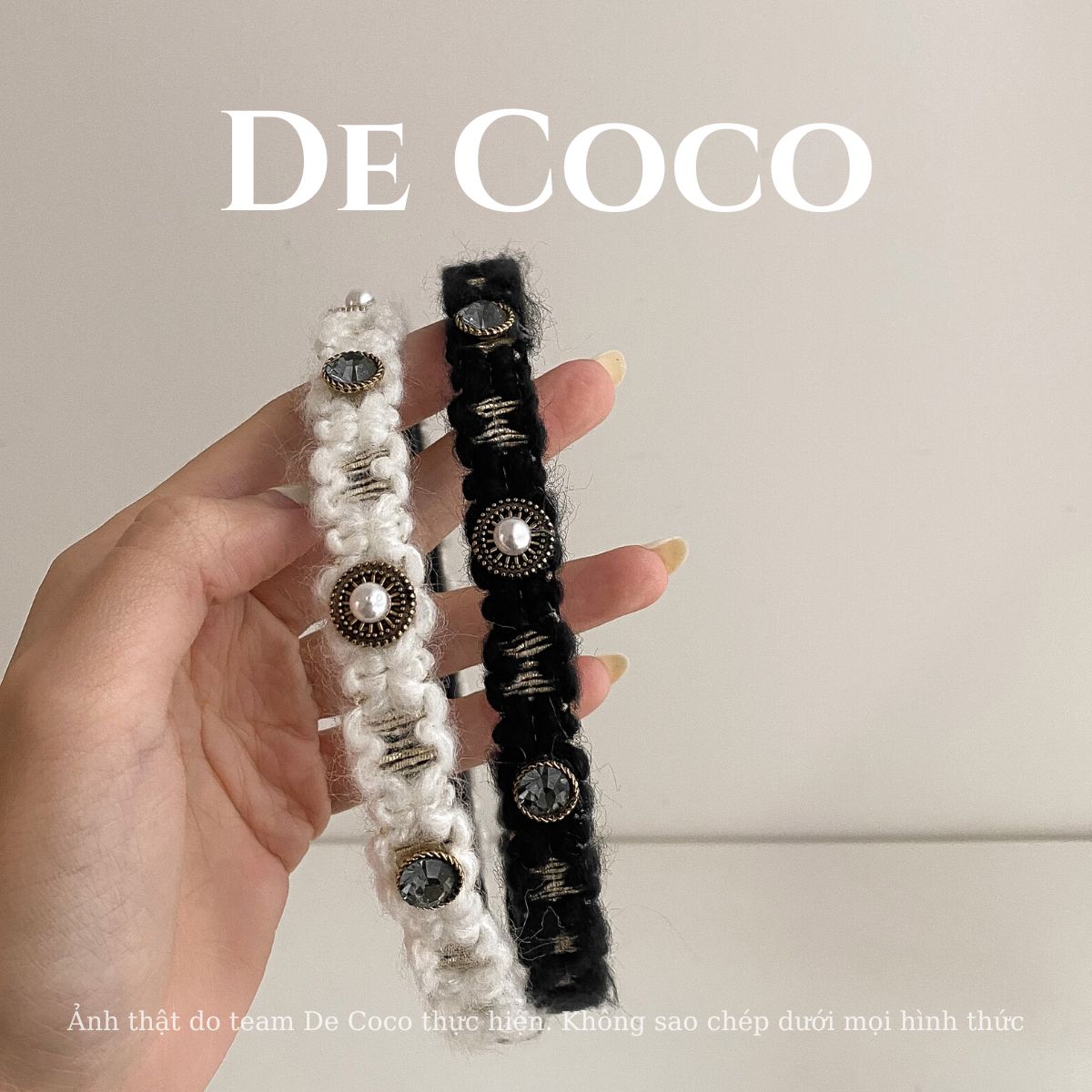 Bờm tóc, băng đô dạ đính đá sang chảnh Abi De Coco
