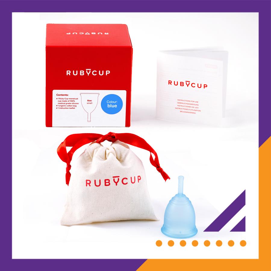 Cốc nguyệt san Ruby cup, màu Xanh size nhỏ Small (Hàng chính hãng, thương hiệu Anh) - RubyCup Menstrual Cup (Blue, size Small).