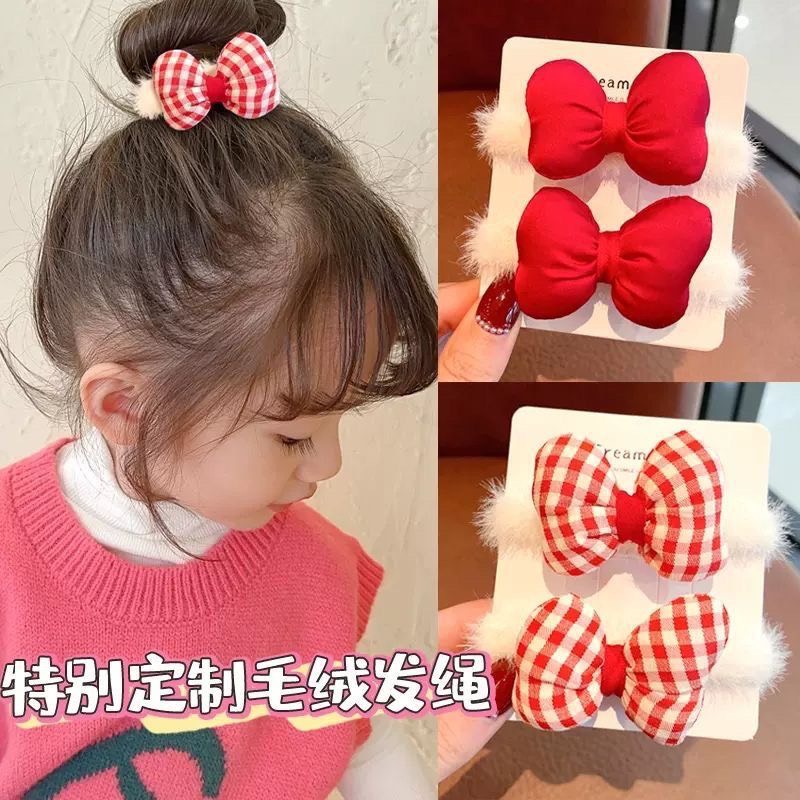 Set of 2 Cute Red Bow Hair Clips