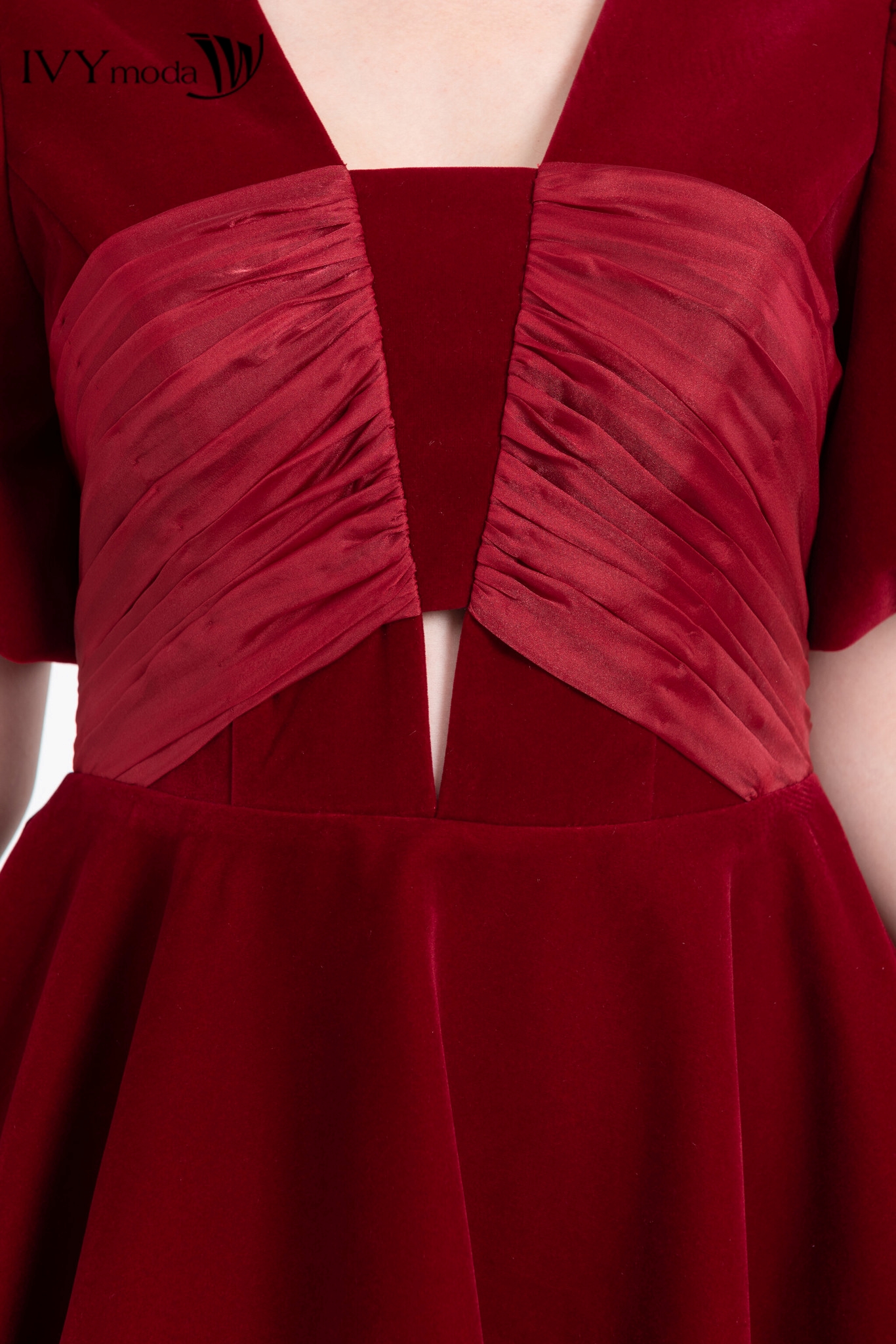 Đầm nhung dáng bí ngô IVY moda MS 45S2738