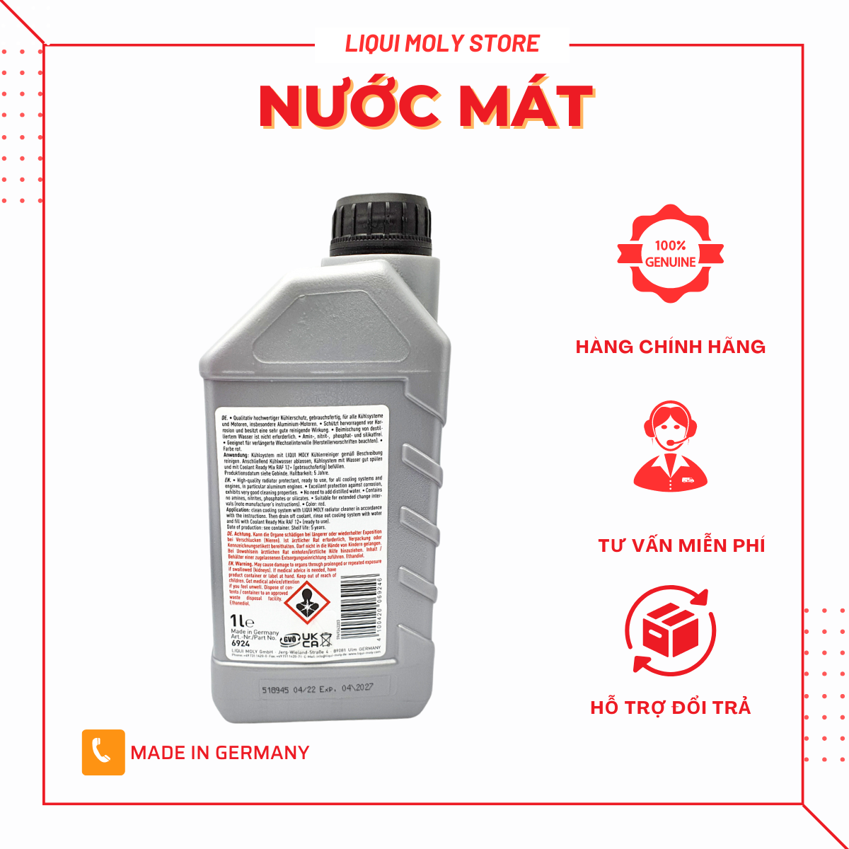 Nước mát pha sẵn Liqui Moly Coolant 1L