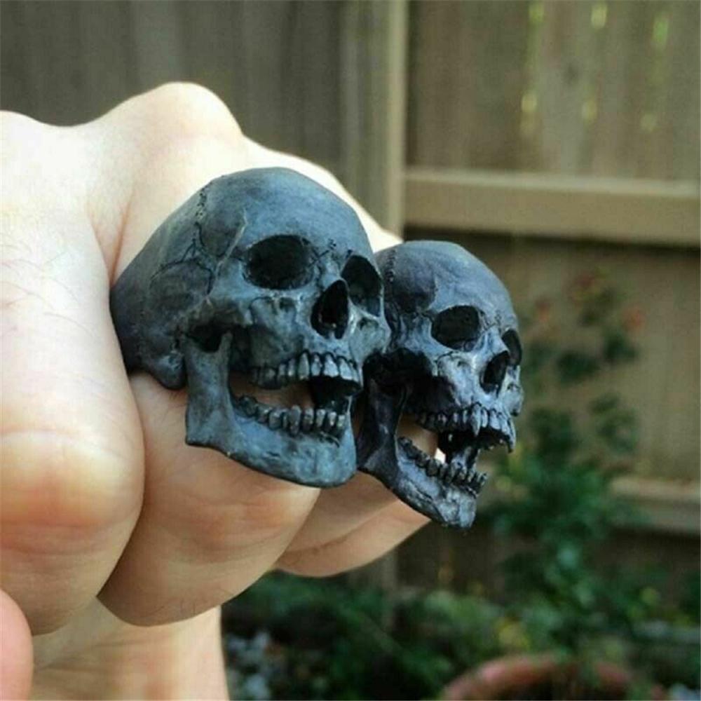 1 * Nhẫn Đầu Lâu Chiến Binh Biker Rock Kinh Dị Phong Cách Punk Gothic Cổ Điển