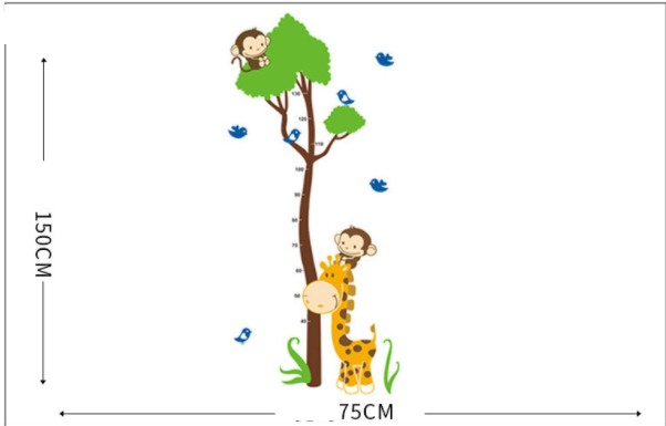 HCM Decal dán tường Thước đo hươu cao cổ mẫu mới 04