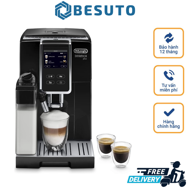 Máy Pha Cà Phê Tự Động DeLonghi Dinamica Plus ECAM 370.70.B, Delonghi Coffee Maker, Máy Pha Cafe, Capuccino, Espresso Cho Văn Phòng, Máy Pha Cà Phê Gia Đình, Áp Suất 19 Bar, 2 Vòi Pha, Tự Vệ Sinh, Nhập Khẩu Italy, Bảo Hành 12 Tháng