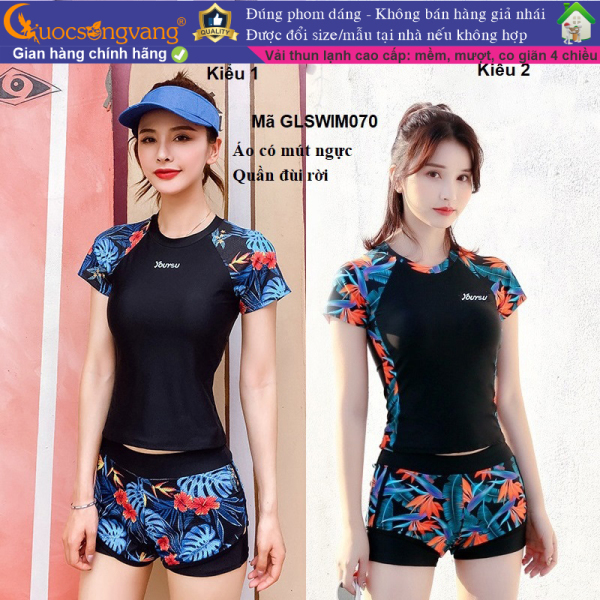 Nơi bán Bộ đồ bơi nữ thể thao quần đùi quần áo bơi nữ in hoa mã GLSWIM070 Cuocsongvang