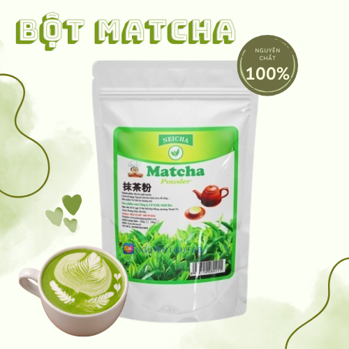 Bột Matcha Neicha Mũ Trắng 100g – Matcha Đài Loan Cao Cấp, Màu Xanh Đẹp, Thơm Nhẹ, Pha Chế & Làm Bánh