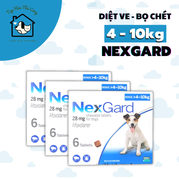 [TẶNG 1 VIÊN TẨY GIUN] 1 viên Nexgard trị ve rận bọ chét cho chó 4-10kg chính hãng VIPHAVET xuất xứ Pháp