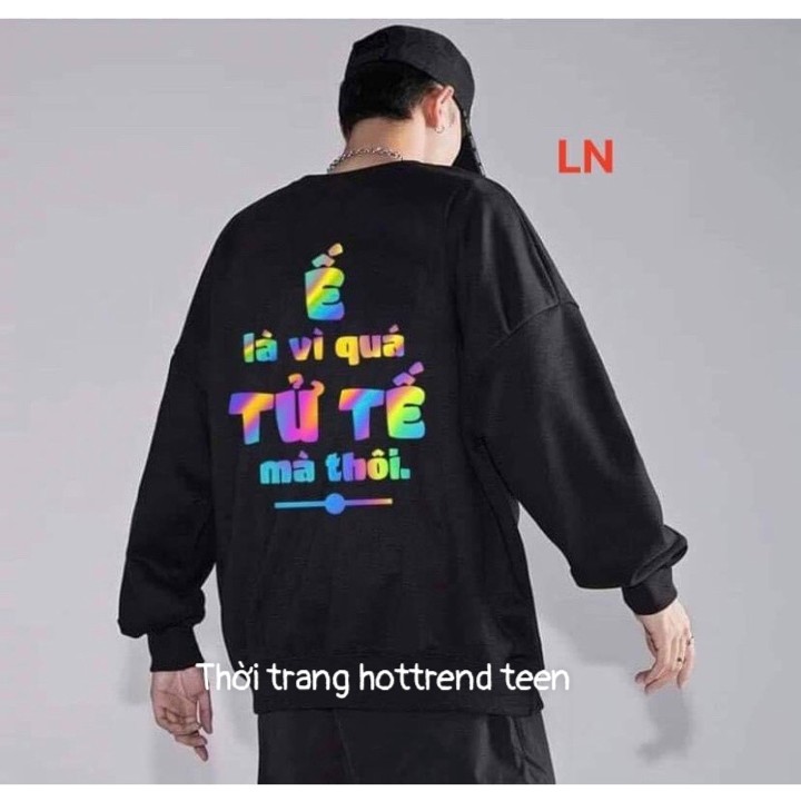 Áo nỉ swt chữ ế phản quang, nam nữ cực trend