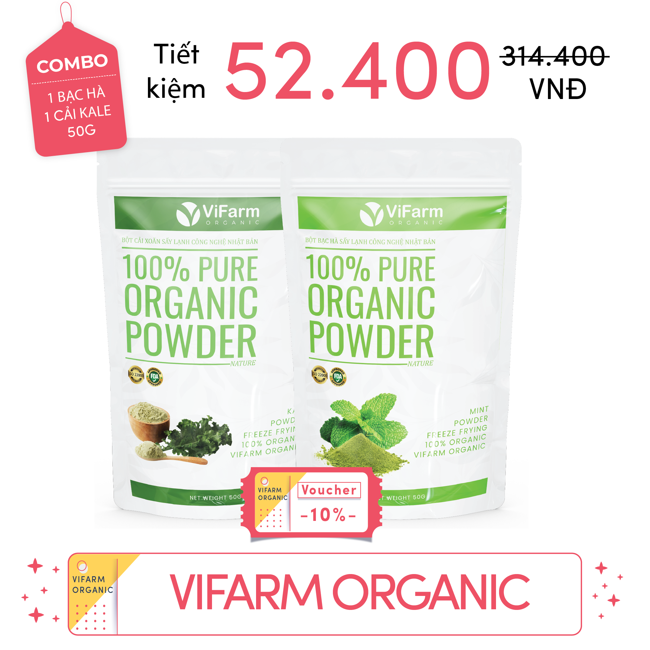 Bột Bạc Hà Nguyên Chất ViFarm 50g